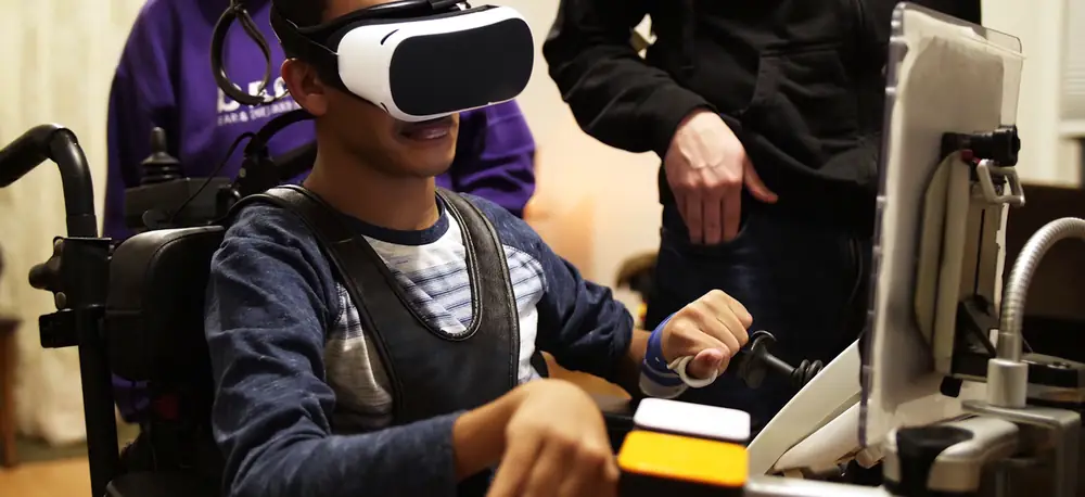 Person using Ability Foundry VR with a Meta Quest headset